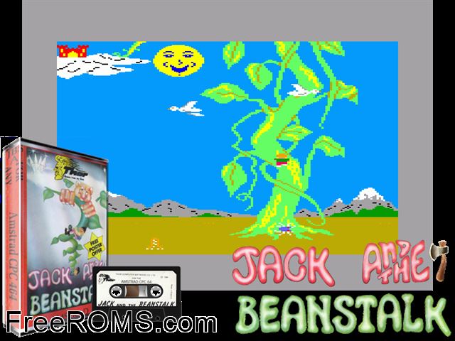 Jack and the Beanstalk (UK) (1985) [a1] Amstrad CPC game showing 3D box cover and gameplay screenshot